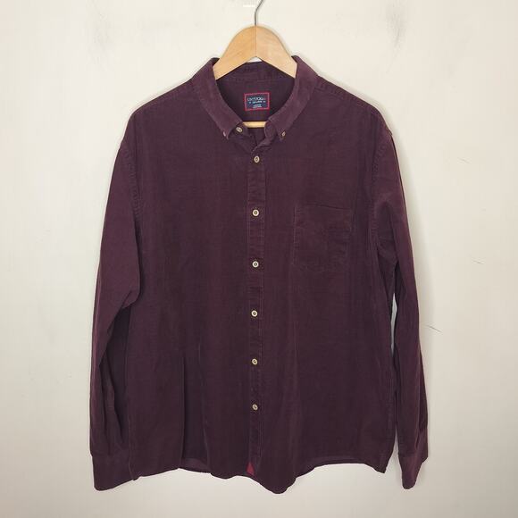 Untuckit Corduroy Button Down Shirt Burgundy - Picture 1 of 5